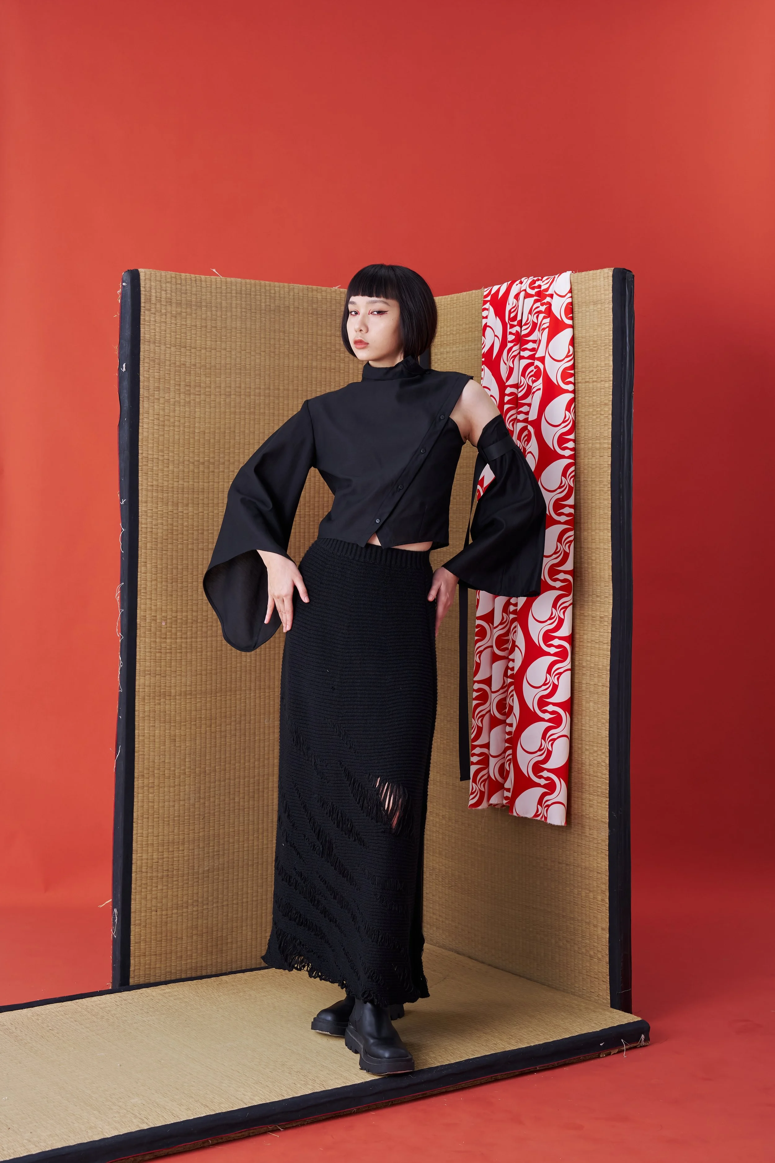 Deconstructed Collar Tie Shirt (Blue print) — INF - Garment